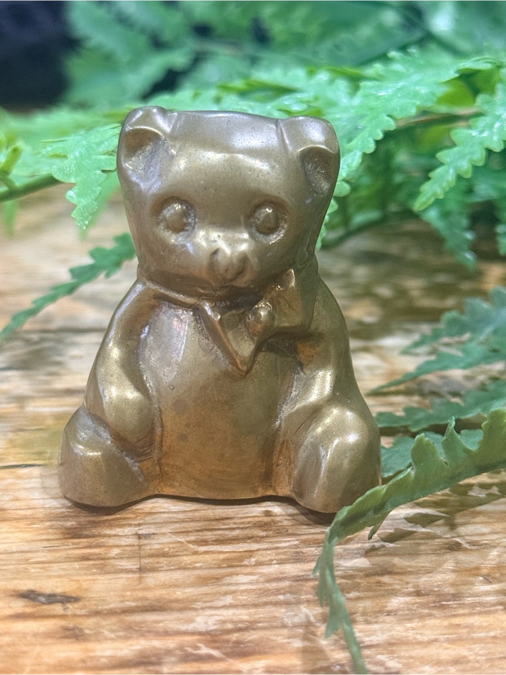 Brass Vintage Teddy Bear Figurine - 2 Inches Tall